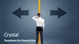  Presentation with border - Cool new slide deck with business person choosing between two backdrop and a ocean colored foreground