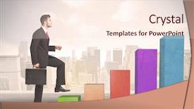  Presentation with climbing chart - Amazing slides having business person climbing up backdrop and a cream colored foreground