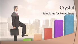  Presentation with climbing chart - PPT layouts with business person climbing up background and a cream colored foreground