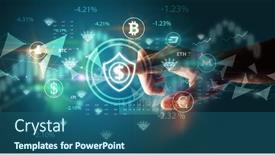  Presentation with touch screen - Presentation enhanced with business-person-hand-pushing-currency background and a  colored foreground