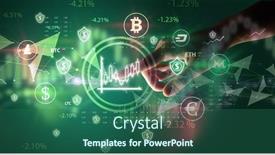  Presentation with touch screen - Theme consisting of business-person-hand-pushing-currency background and a ocean colored foreground