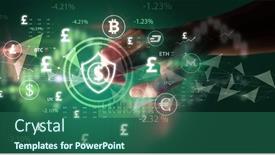  Presentation with touch screen - Presentation theme enhanced with business-person-hand-pushing-currency background and a  colored foreground