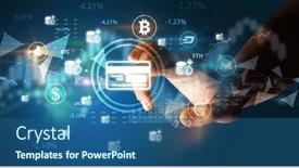  Presentation with touch screen - Slide set enhanced with business-person-hand-pushing-currency background and a ocean colored foreground