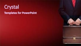  Presentation with case - Theme having business person holding a briefcase background and a wine colored foreground