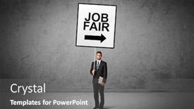  Presentation with job fair - Audience pleasing PPT theme consisting of business-person-holding-a-traffic backdrop and a gray colored foreground