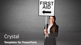  Presentation with aid - Beautiful theme featuring business-person-holding-a-traffic backdrop and a dark gray colored foreground