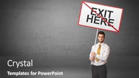  Presentation with traffic - PPT theme with business-person-holding-a-traffic background and a gray colored foreground