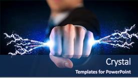  Presentation with electrical - PPT layouts having lightening bolt - business person holding electrical powered background and a ocean colored foreground