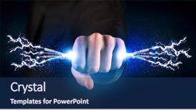  Presentation with electric wires - Cool new presentation with business person holding electrical powered backdrop and a ocean colored foreground