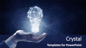  Presentation with light sign - Presentation design with business person holding illuminated light background and a navy blue colored foreground