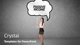  Presentation with business casual - Slide set with business-person-in-casual-holding background and a gray colored foreground