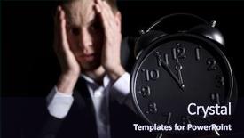  Presentation with key clock - Beautiful presentation theme featuring business person in dark suit backdrop and a wine colored foreground