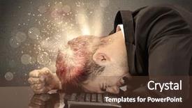  Presentation with depressed - Audience pleasing slide deck consisting of business person laying his head backdrop and a  colored foreground