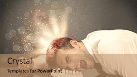  Presentation with depressed - Audience pleasing PPT layouts consisting of business person laying his head backdrop and a  colored foreground