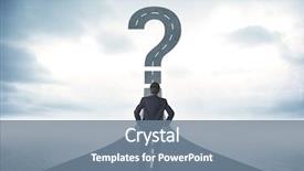  Presentation with question - PPT theme featuring business person lokking at road background and a seafoam green colored foreground