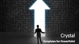  Presentation with maze - Presentation design featuring business person looking at maze background and a dark gray colored foreground