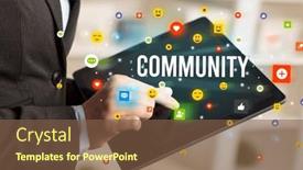  Presentation with multimedia - PPT theme featuring business-person-playing-multimedia-concept background and a tawny brown colored foreground