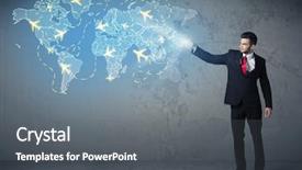  Presentation with blue business - Theme having business person showing digital blue background and a gray colored foreground