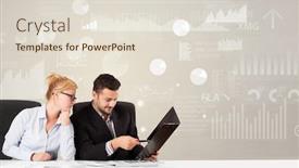  Presentation with business change - Beautiful PPT theme featuring business-person-sitting-at-desk backdrop and a lemonade colored foreground