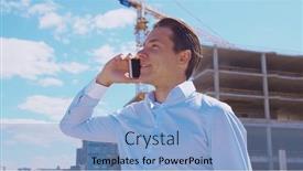  Presentation with real estate development - Presentation theme having business-person-standing-in-front background and a  colored foreground