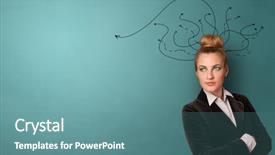  Presentation with direction - Beautiful presentation design featuring business person standing with diffuse backdrop and a  colored foreground