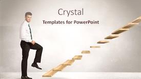  Presentation with stepping - Slide deck having business person stepping up a staircase background and a lemonade colored foreground