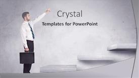  Presentation with stepping - Presentation design enhanced with business person stepping up a staircase background and a light gray colored foreground