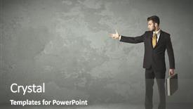  Presentation with empty - Audience pleasing slides consisting of business person throwing with empty backdrop and a gray colored foreground