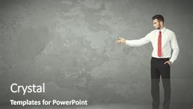  Presentation with monthly business review - Cool new PPT layouts with business person throwing with empty backdrop and a gray colored foreground