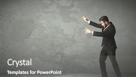  Presentation with empty - Presentation consisting of business person throwing with empty background and a gray colored foreground