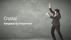  Presentation with empty - Presentation theme enhanced with business person throwing with empty background and a gray colored foreground