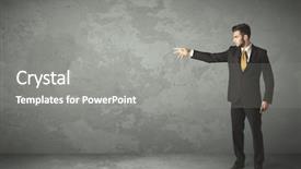  Presentation with empty - PPT layouts enhanced with business person throwing with empty background and a gray colored foreground