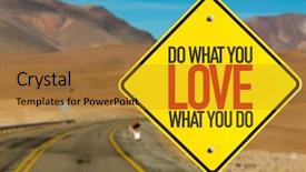  Presentation with philosophy - Beautiful slide set featuring business philosophy - do what you love what backdrop and a gold colored foreground