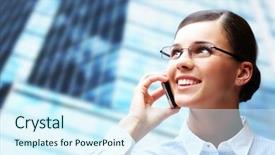  Presentation with telephone mobile - Cool new slides with picture of a miniature schnauzer sitting on a white background with a large bone backdrop and a white colored foreground