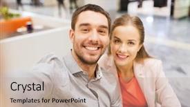  Presentation with people mall - Theme featuring business photographs - technology photographing and people concept background and a coral colored foreground