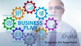  Presentation with business plan - Presentation theme enhanced with business-plan-concept-with-businessman background and a light blue colored foreground