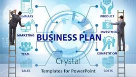  Presentation with business plan - Cool new PPT theme with business-plan-concept-with-businessman backdrop and a light blue colored foreground