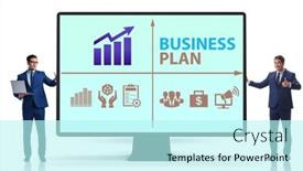  Presentation with business plan - Beautiful PPT theme featuring business-plan-concept-with-businessman backdrop and a cool aqua colored foreground