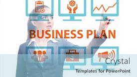  Presentation with business plan - Presentation design with business-plan-concept-with-businesswoman background and a light blue colored foreground