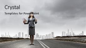  Presentation with whiskey business plan - Theme featuring business plan standing on road background and a light gray colored foreground