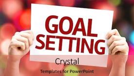  Presentation with goal setting - Audience pleasing presentation consisting of business plan template set - goal setting card with colorful backdrop and a coral colored foreground