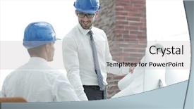  Presentation with foreman - Audience pleasing slide deck consisting of business plan webside builder - architect and construction foreman backdrop and a  colored foreground