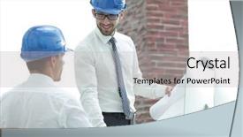  Presentation with foreman - Theme with business plan webside builder - architect and construction foreman background and a  colored foreground