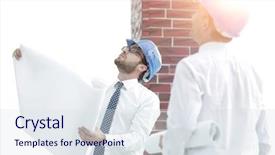  Presentation with foreman - PPT theme consisting of business plan webside builder - architect and construction foreman background and a  colored foreground