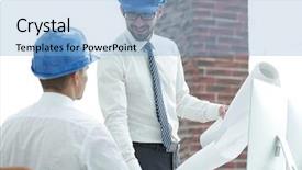  Presentation with foreman - Theme with business plan webside builder - architect and construction foreman background and a  colored foreground