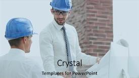  Presentation with foreman - Cool new presentation design with business plan webside builder - architect and construction foreman backdrop and a  colored foreground