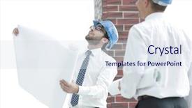  Presentation with foreman - Presentation theme enhanced with business plan webside builder - architect and construction foreman background and a  colored foreground