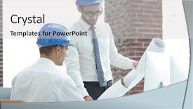  Presentation with foreman - PPT layouts enhanced with business plan webside builder - architect and construction foreman background and a  colored foreground