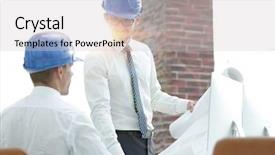  Presentation with foreman - Audience pleasing PPT theme consisting of business plan webside builder - architect and construction foreman backdrop and a light gray colored foreground