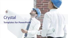  Presentation with foreman - Presentation design with business plan webside builder - architect and construction foreman background and a  colored foreground